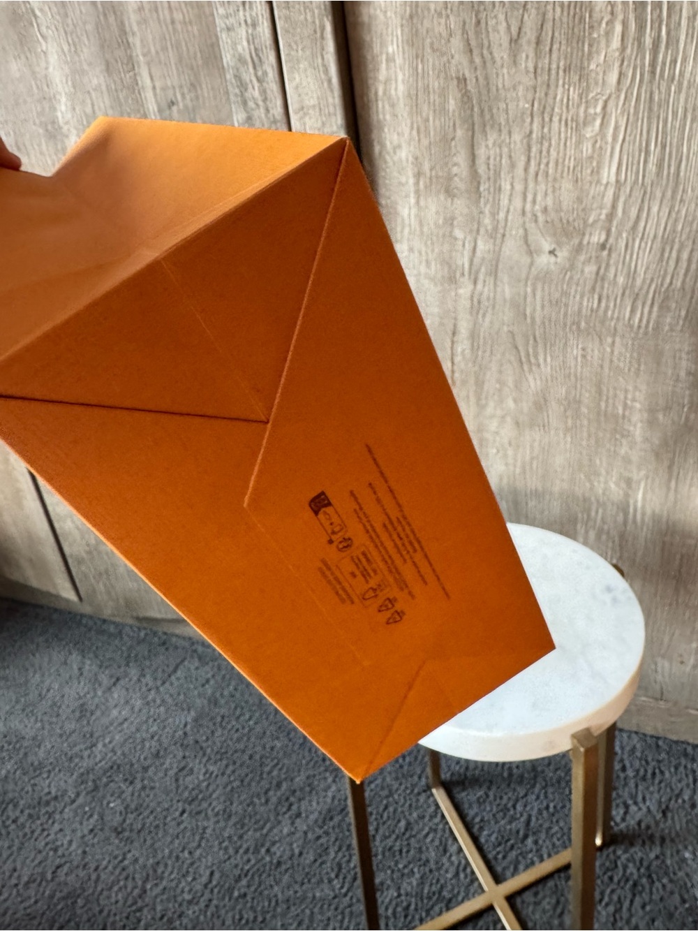 Louis Vuitton Orange Shopping Bag with Blue Handles and Black Logo - Picture 7 of 7
